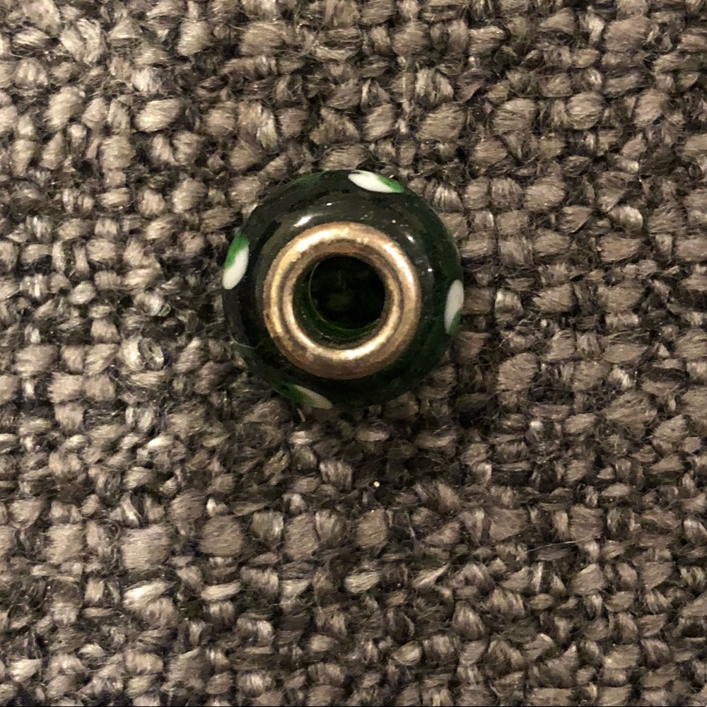Green glass Pandora charm